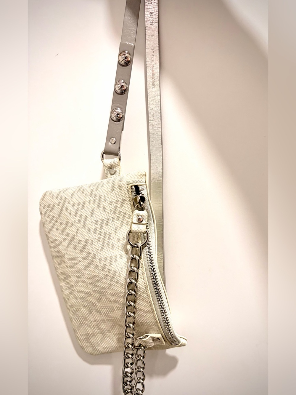 MICHAEL Michael Kors Cream/Silver Monogram Small Crossbody with Chain